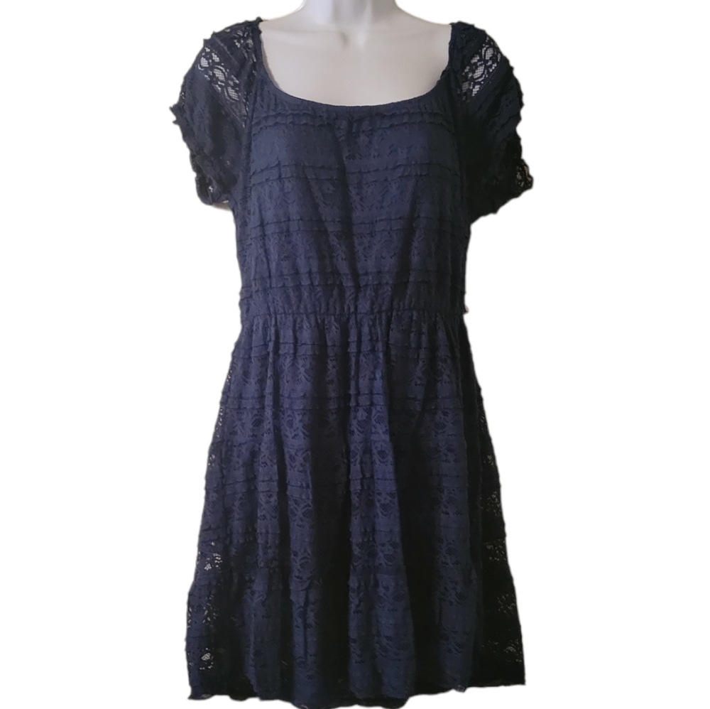 Blue lace detail dress